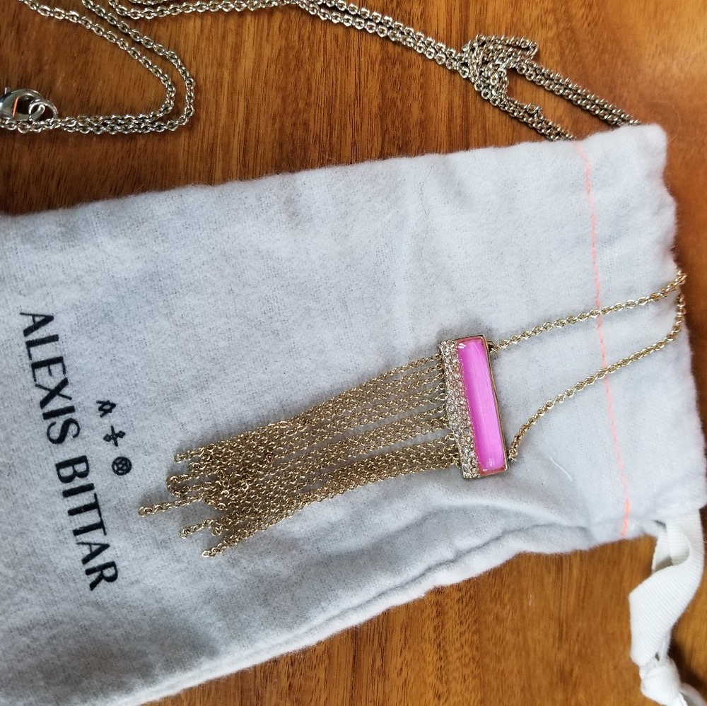 Alexis Bittar long pink lucite necklace